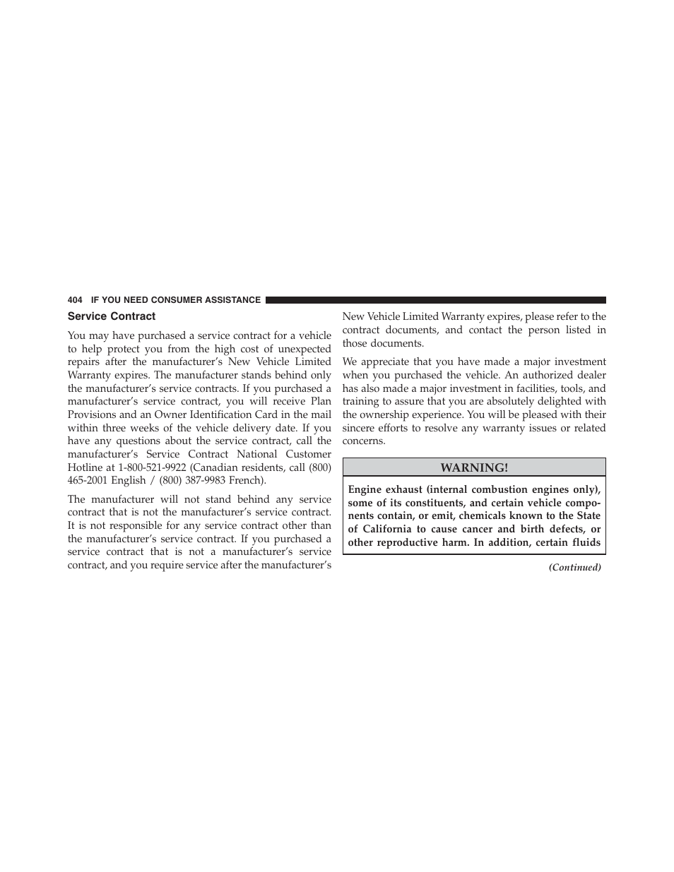 Service contract | Ram Trucks 2015 ProMaster - Owner Manual User Manual | Page 406 / 431