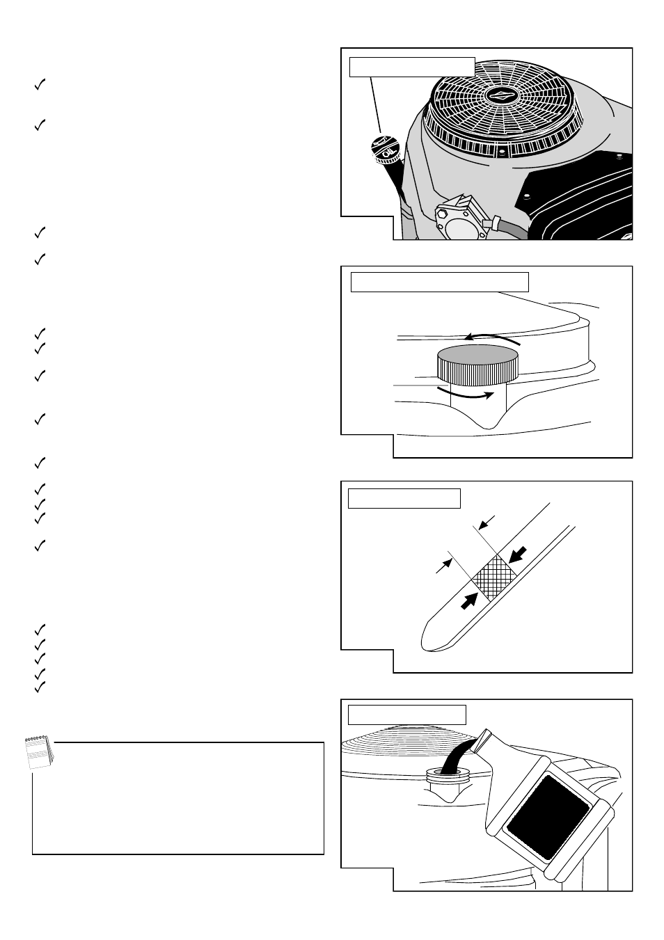 Engine checklist, C series garden tractor - engine checklist, Add full | Countax Garden Tractor User Manual | Page 16 / 26