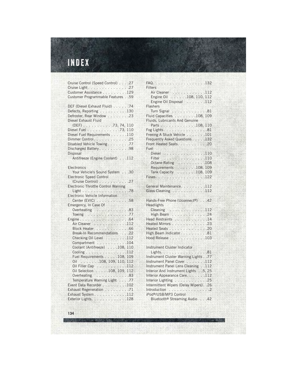 Ram Trucks 2015 ProMaster - User Guide User Manual | Page 136 / 140