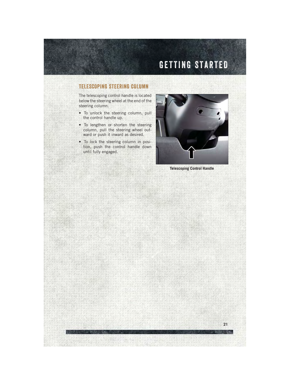 Telescoping steering column | Ram Trucks 2015 ProMaster - User Guide User Manual | Page 23 / 140