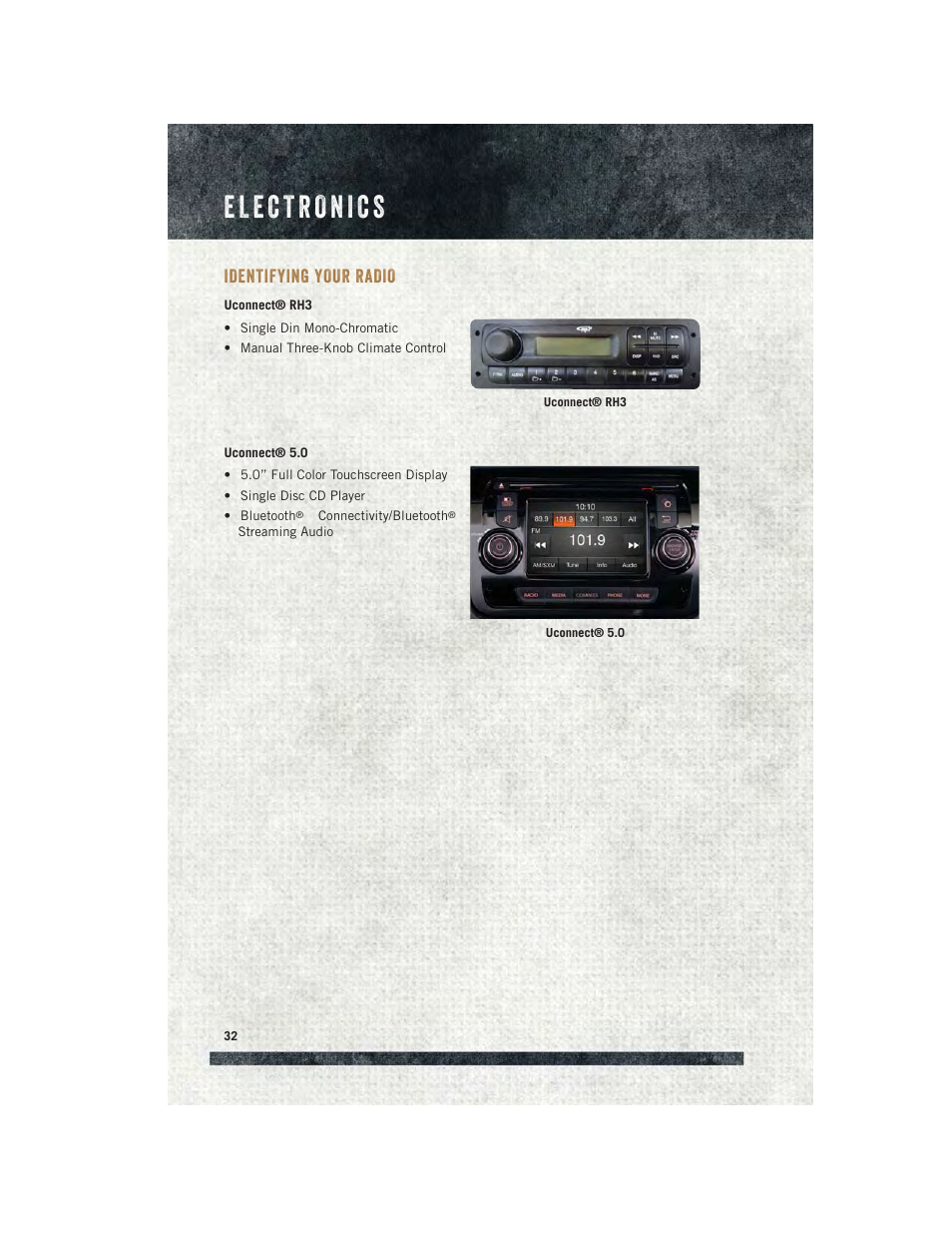 Identifying your radio | Ram Trucks 2015 ProMaster - User Guide User Manual | Page 34 / 140