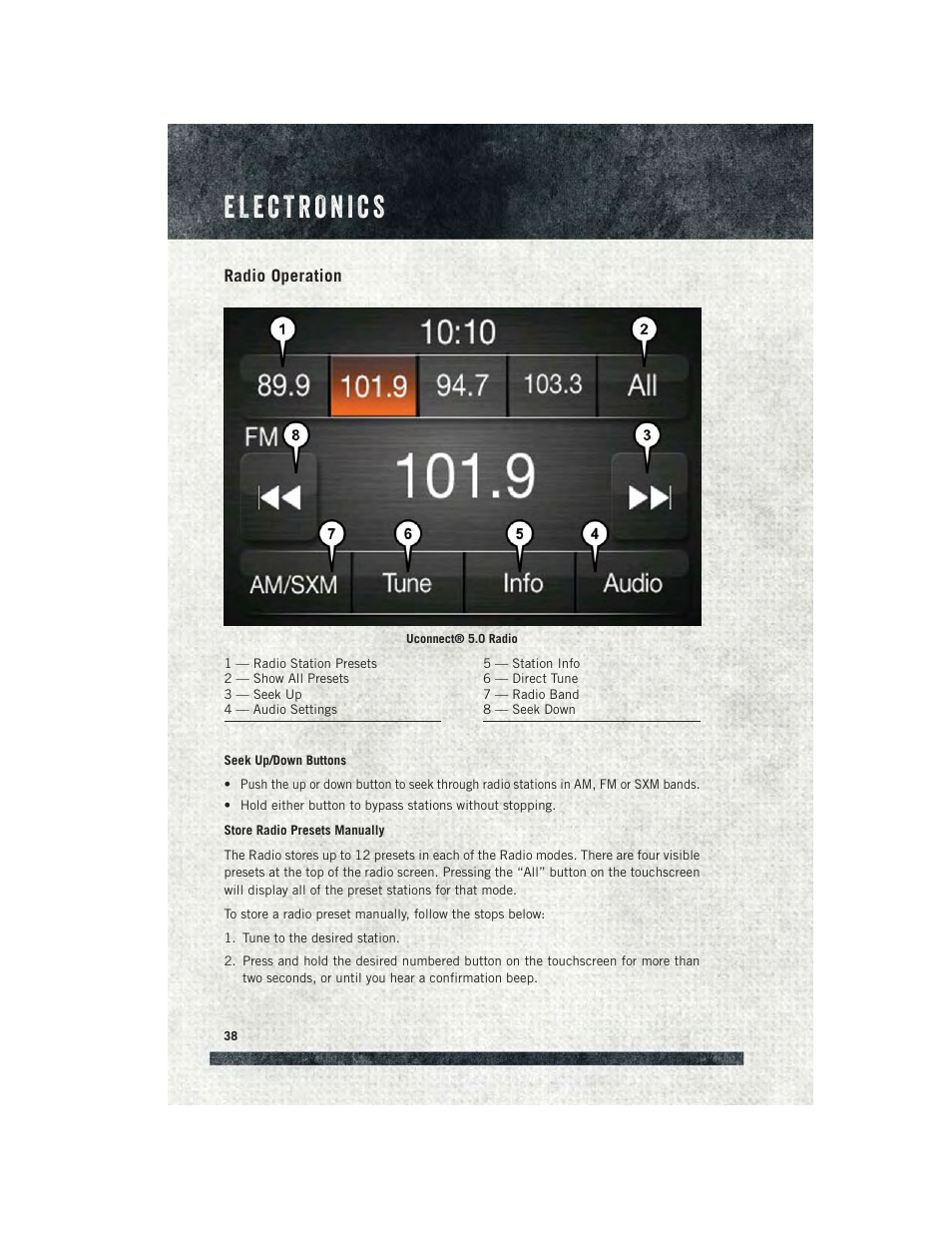Radio operation | Ram Trucks 2015 ProMaster - User Guide User Manual | Page 40 / 140