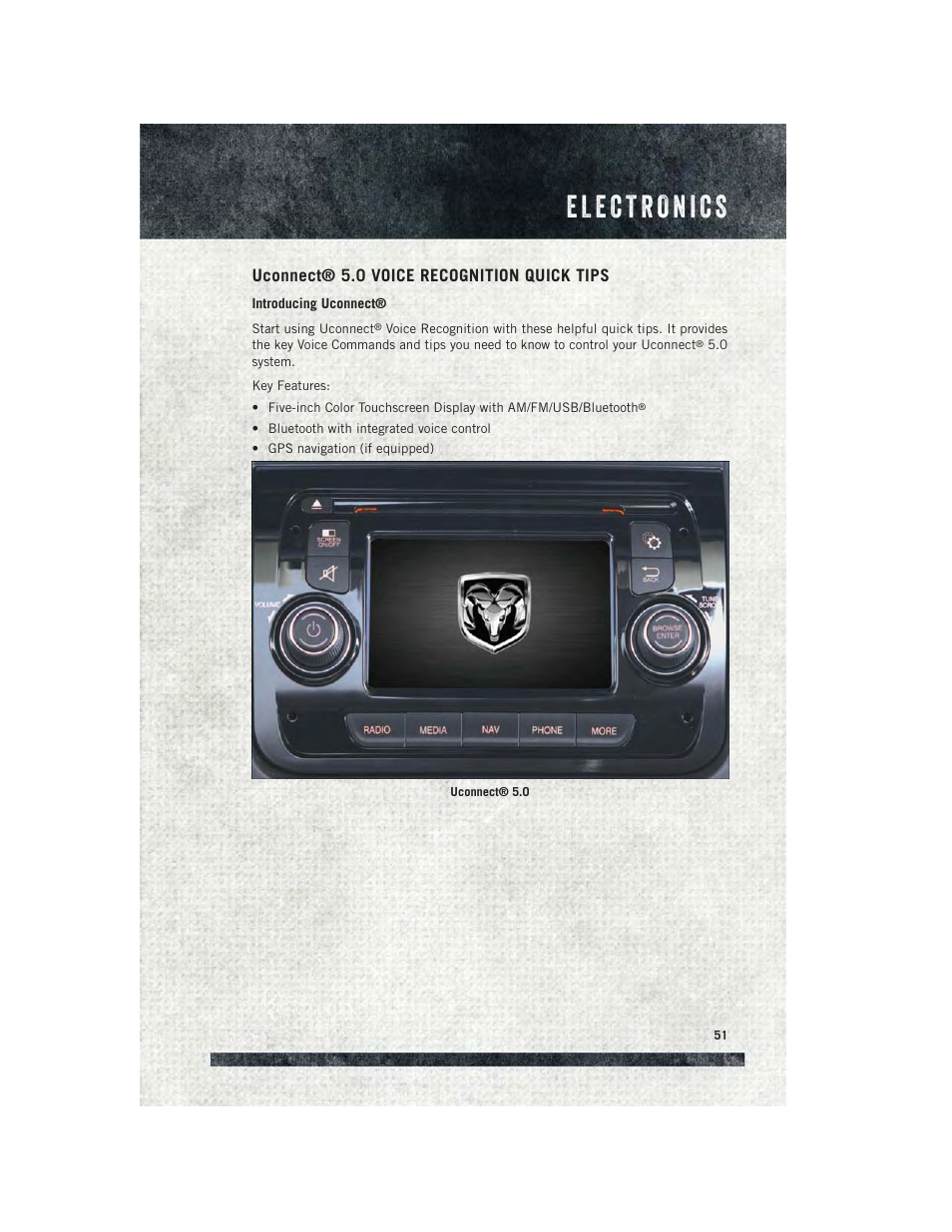 Uconnect® 5.0 voice recognition quick tips | Ram Trucks 2015 ProMaster - User Guide User Manual | Page 53 / 140