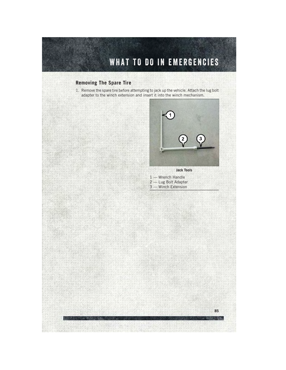 Removing the spare tire | Ram Trucks 2015 ProMaster - User Guide User Manual | Page 87 / 140
