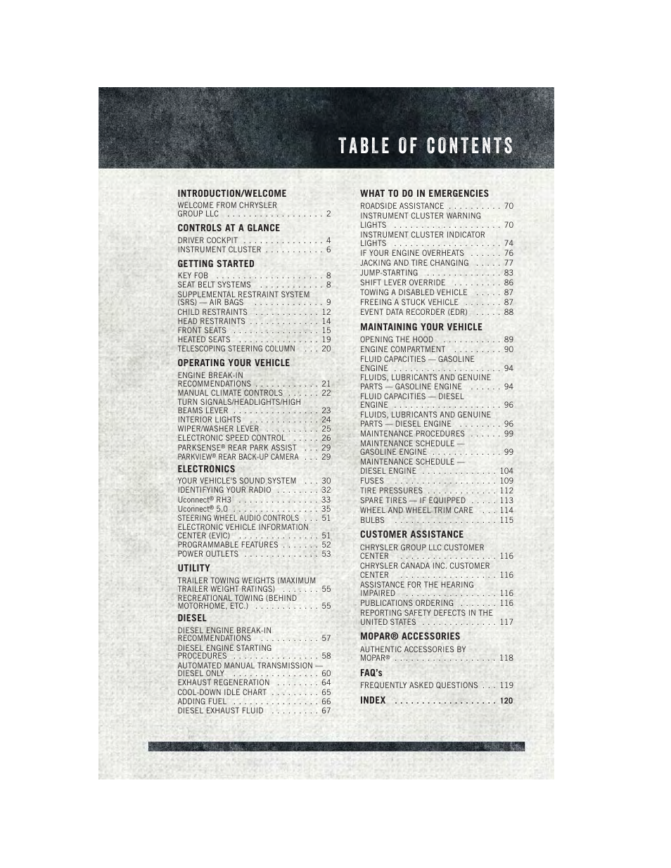 Ram Trucks 2015 ProMaster Commercial - User Guide User Manual | Page 3 / 132