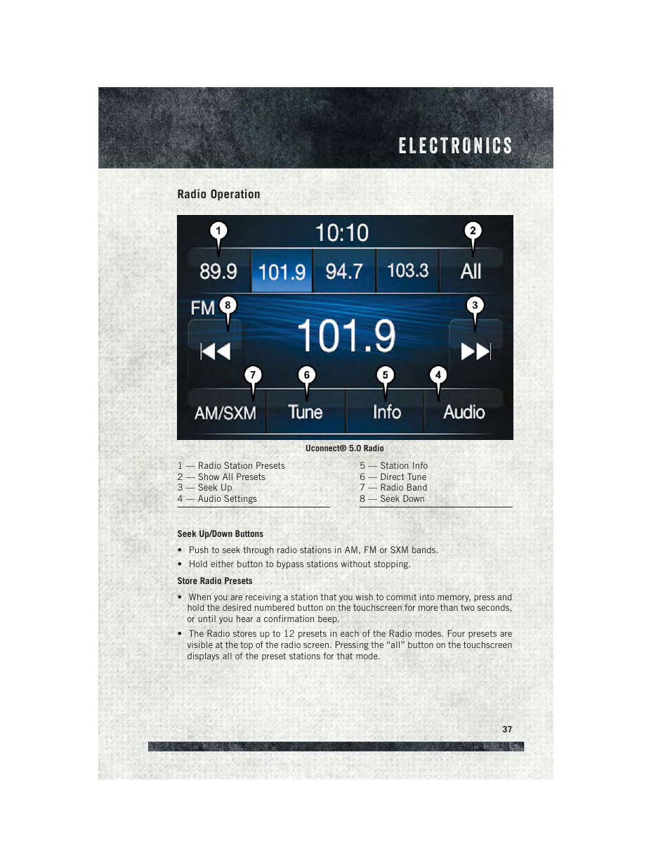 Radio operation | Ram Trucks 2015 ProMaster Commercial - User Guide User Manual | Page 39 / 132
