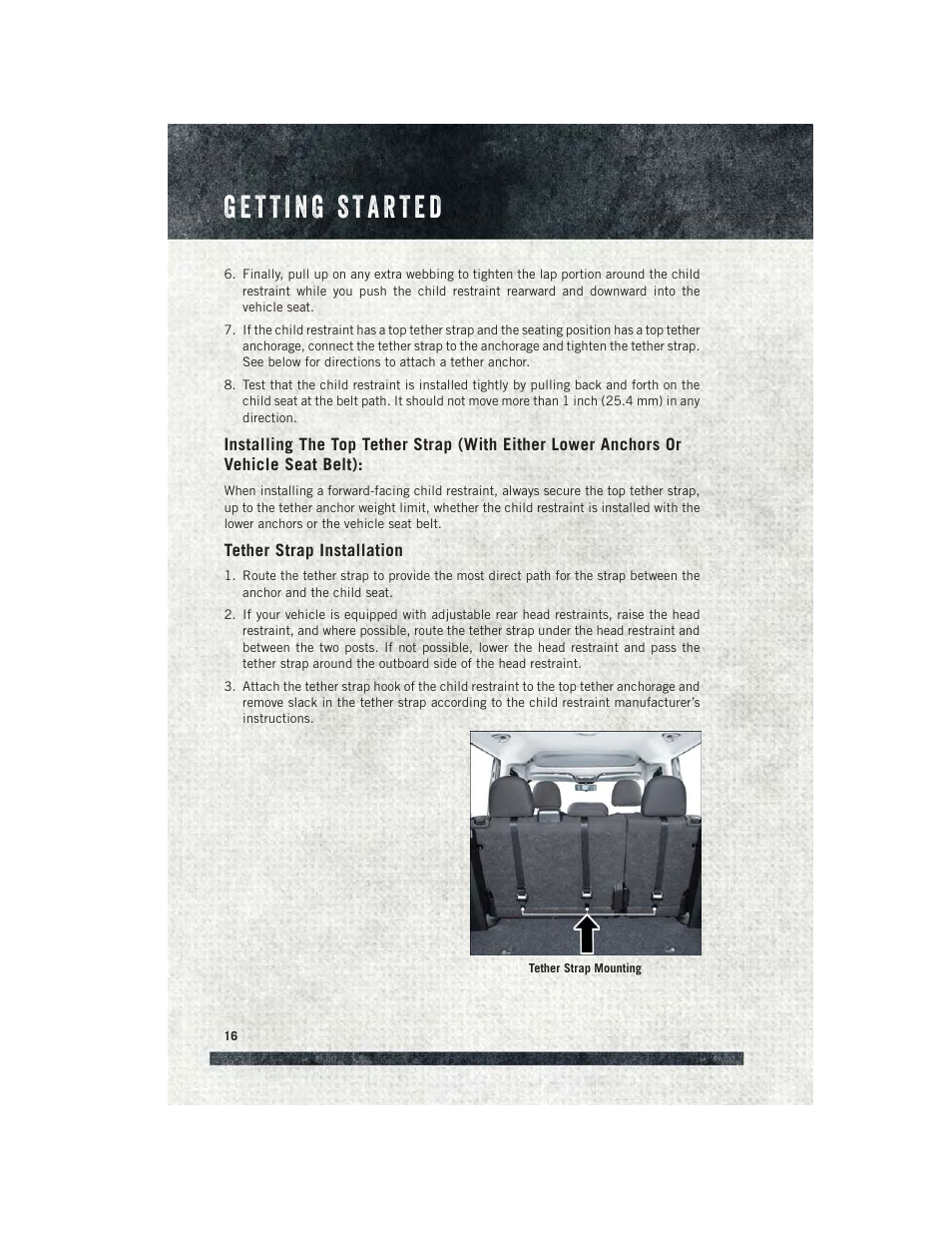 Tether strap installation | Ram Trucks 2015 ProMaster City - User Guide User Manual | Page 18 / 124