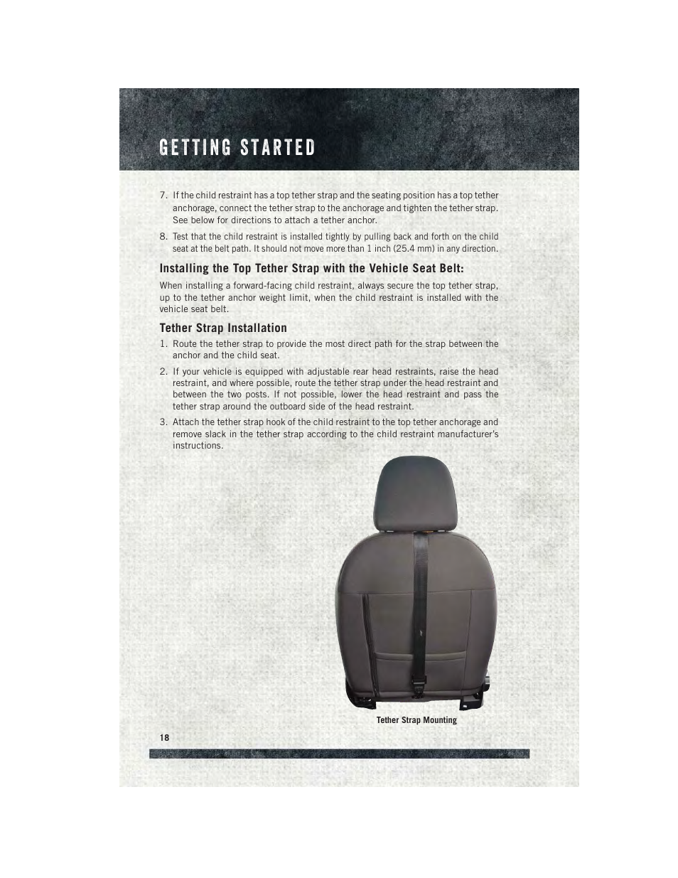 Tether strap installation | Ram Trucks 2015 ProMaster City - User Guide User Manual | Page 20 / 124