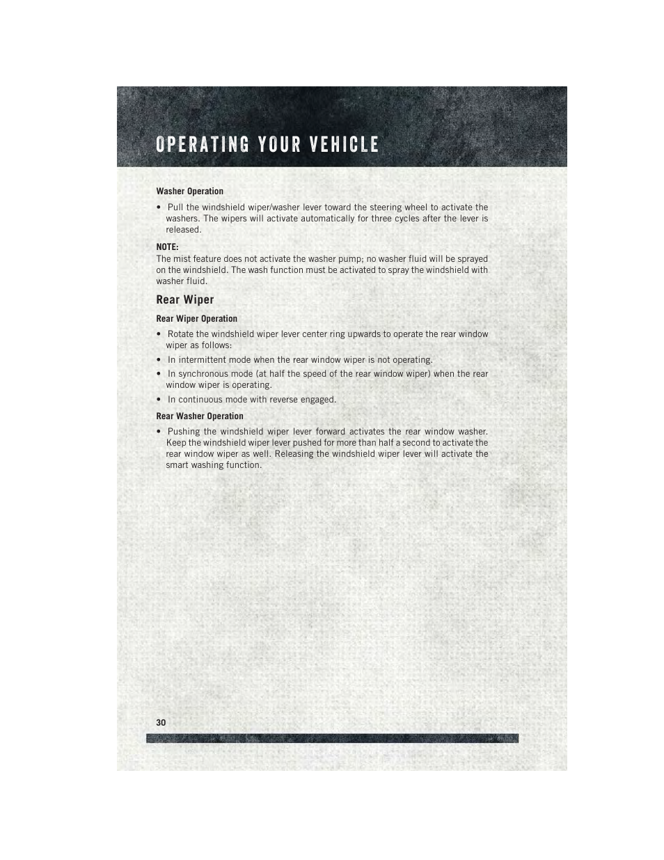 Rear wiper | Ram Trucks 2015 ProMaster City - User Guide User Manual | Page 32 / 124