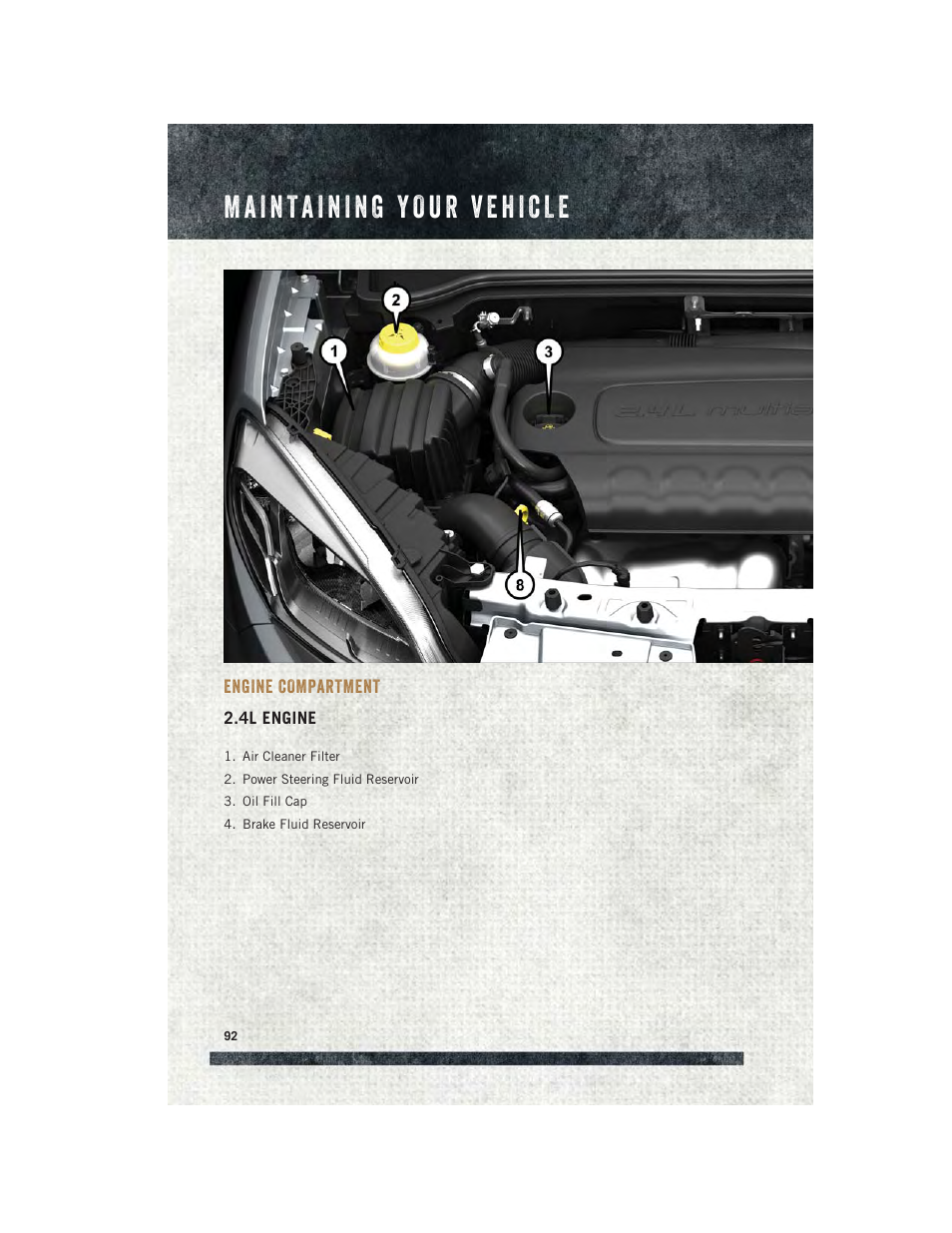 Engine compartment, 4l engine | Ram Trucks 2015 ProMaster City - User Guide User Manual | Page 94 / 124