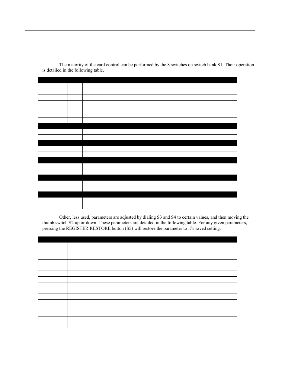 Card control and status, Card control switches, Video input and color separation mode | Cobalt Networks 9011 User Manual | Page 14 / 22