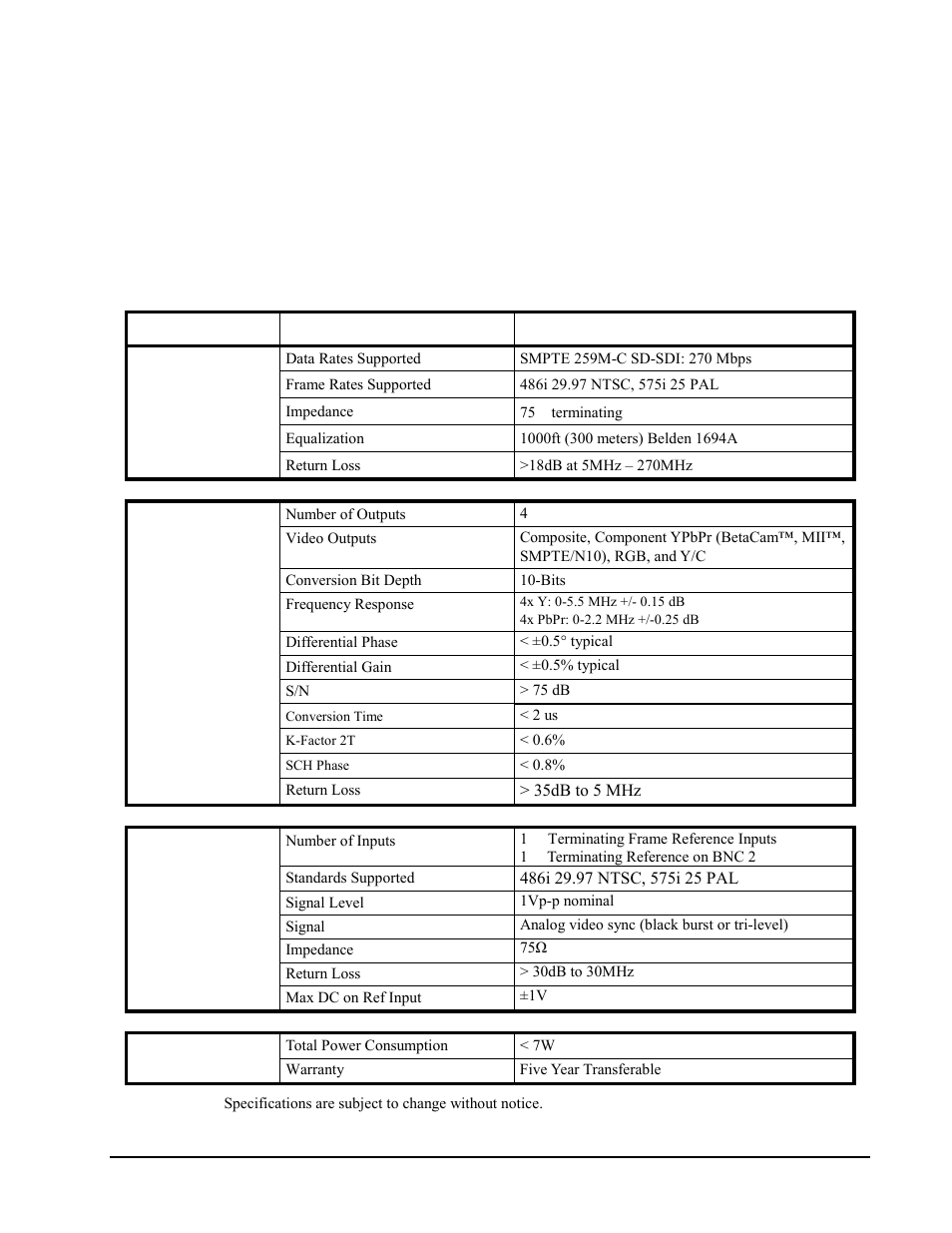 Technical specifications | Cobalt Networks 9011 User Manual | Page 17 / 22
