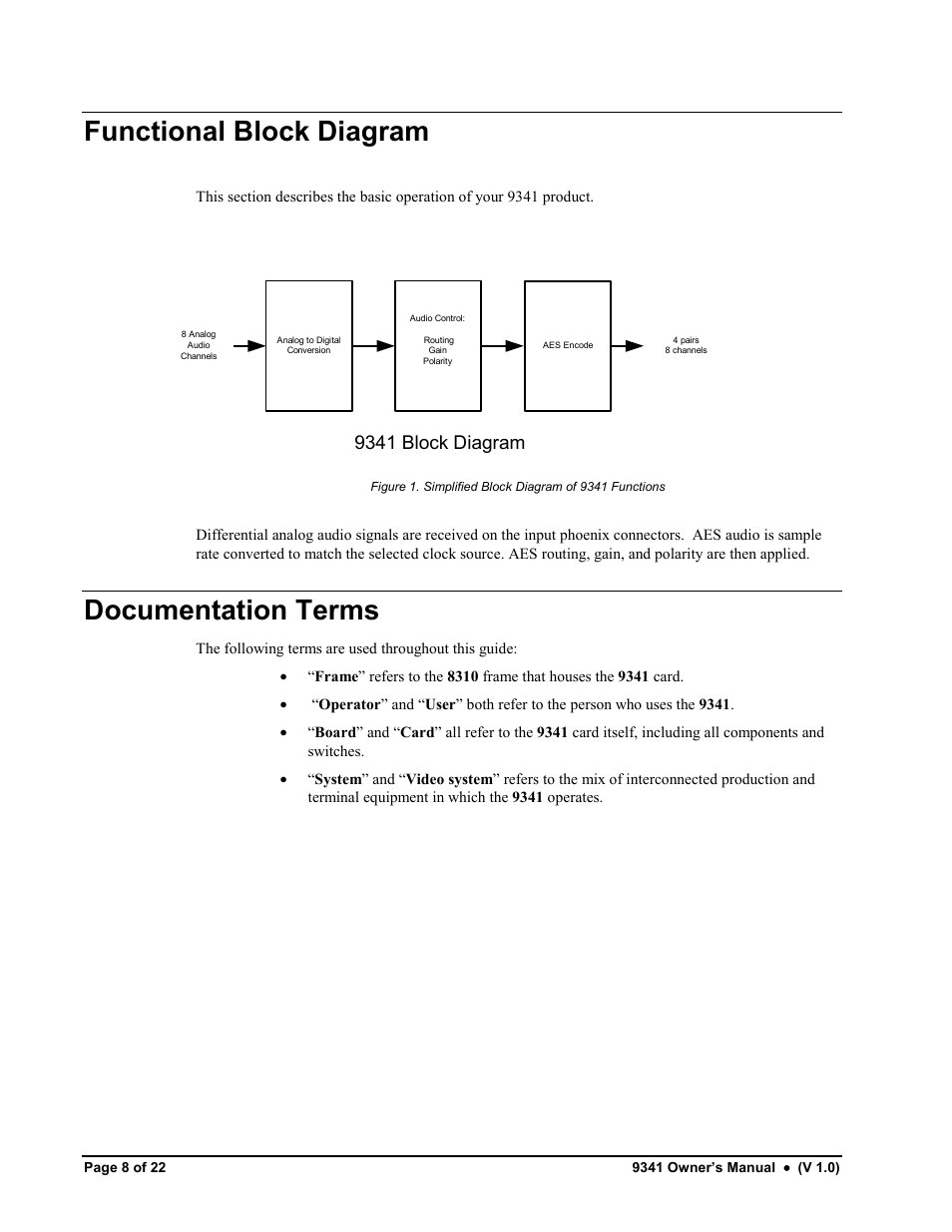 Functional block diagram, Documentation terms, 9341 block diagram | Cobalt Networks 9341 User Manual | Page 8 / 22