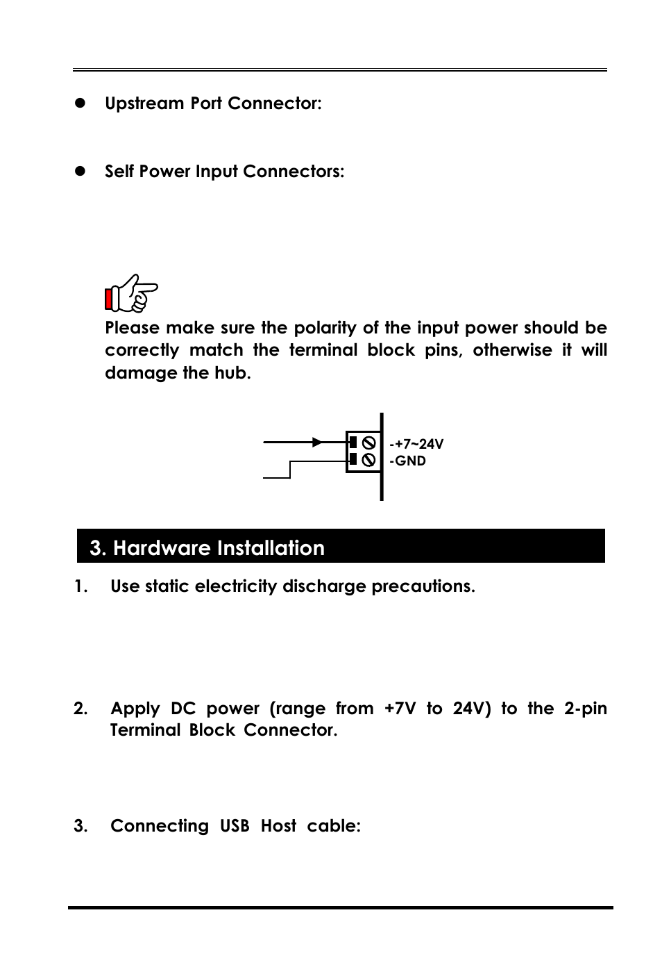Hardware installation, Warning | Cool Gear USBG-7DU2S User Manual | Page 2 / 5