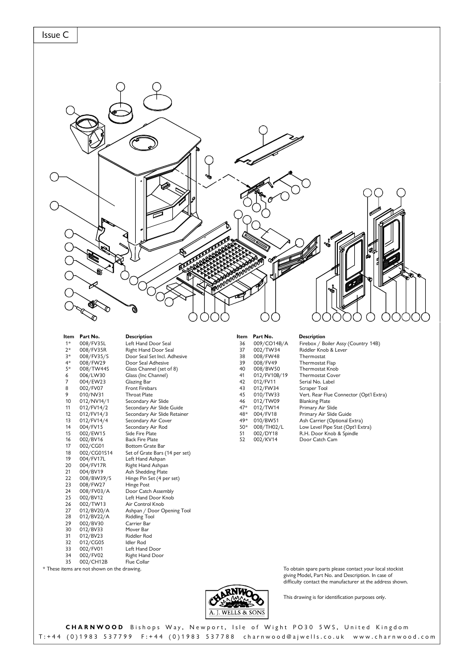 Charnwood country 14b parts list, Issue c | Charnwood Country 14B User Manual | Page 10 / 11