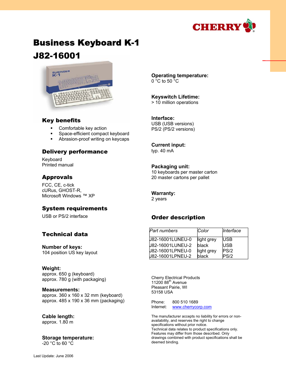 Cherry Culture J82-16001 User Manual | 1 page