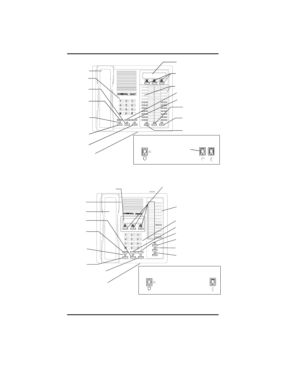 Impact 8024s, Impact 8012s, Connectors on bottom of telephone | Optional headset line cord handset | Vertical Communications DXP Series User Manual | Page 16 / 80