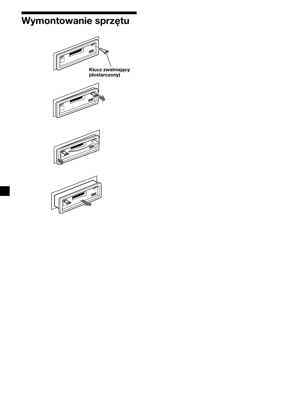 20 wymontowanie sprzętu | Sony XR-CA310  RU User Manual | Page 64 / 112