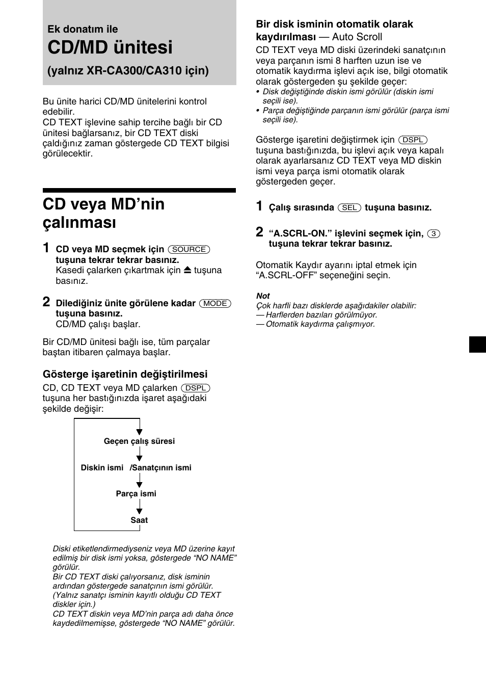 Cd/md ünitesi, Cd veya md’nin çalınması | Sony XR-CA310  RU User Manual | Page 83 / 112