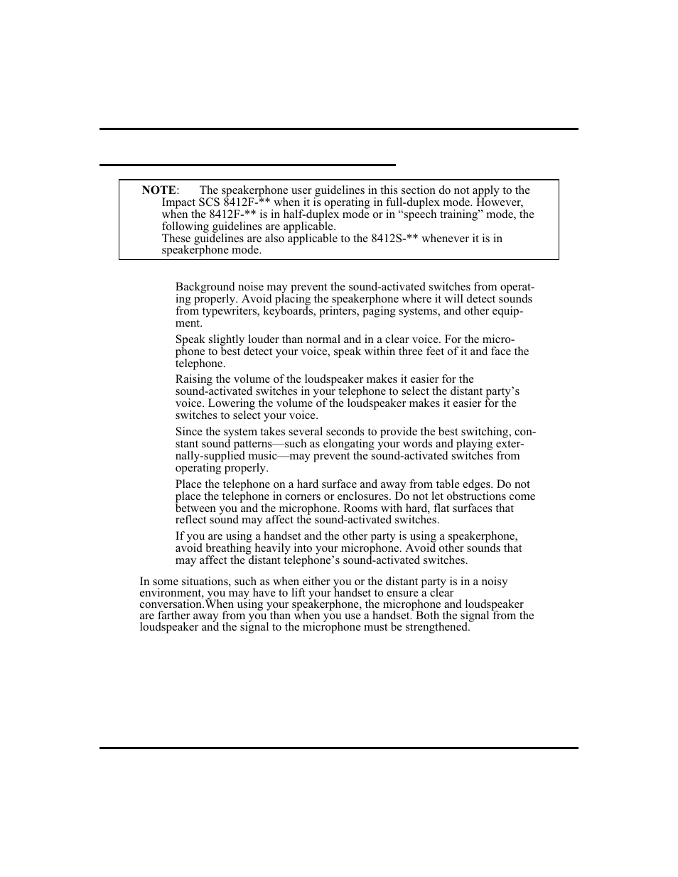 Half-duplex speakerphone guide lines 109, Half-duplex speakerphone guidelines | Vertical Communications and FXT User Manual | Page 117 / 132