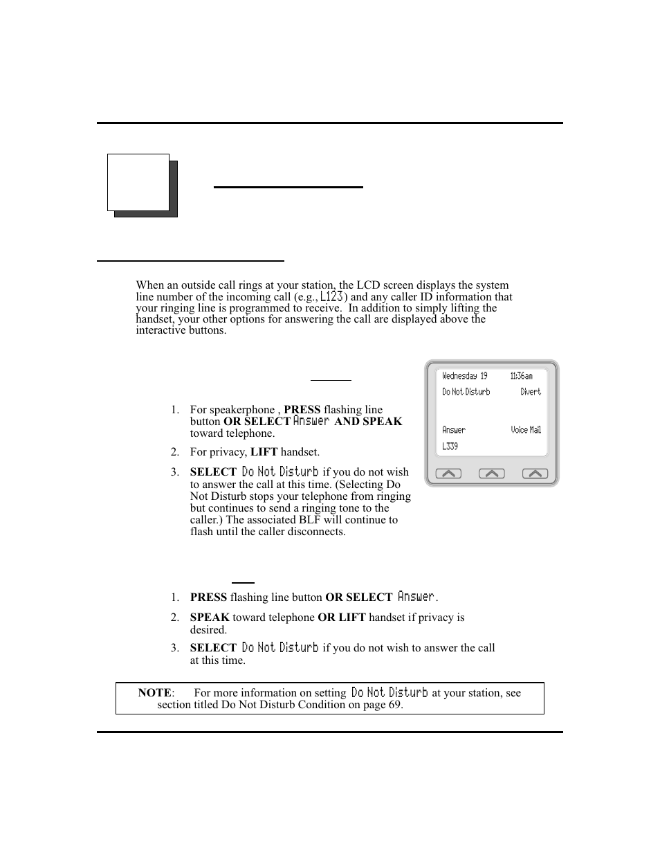 2 answering calls 15, Answering outside calls 15, Outside calls, 15 | Answering calls, Answering outside calls | Vertical Communications and FXT User Manual | Page 23 / 132
