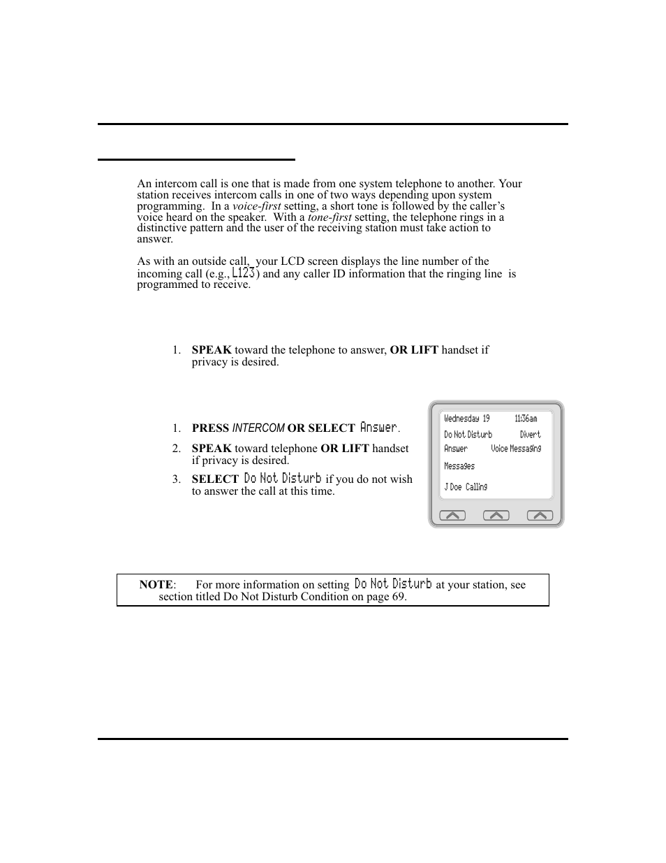 Answering intercom calls 17, Intercom calls, 17, Night trans ferred calls, 17 | Answering intercom calls, When you hear intercom ringing (two short bursts) | Vertical Communications and FXT User Manual | Page 25 / 132