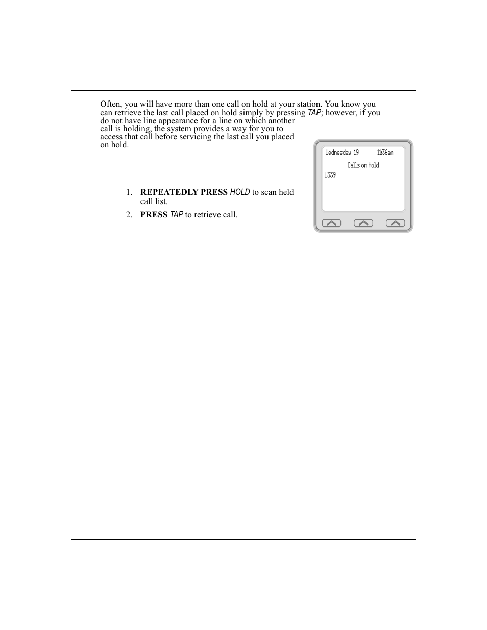 Handling multiple calls on hold, 21 | Vertical Communications and FXT User Manual | Page 29 / 132