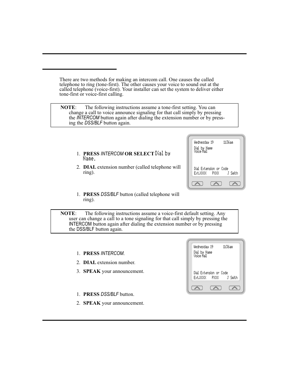 Making intercom calls 30, Dialing intercom numbers (tone-first), 30, Dialing intercom numbers (voice-first), 30 | Making intercom calls | Vertical Communications and FXT User Manual | Page 38 / 132