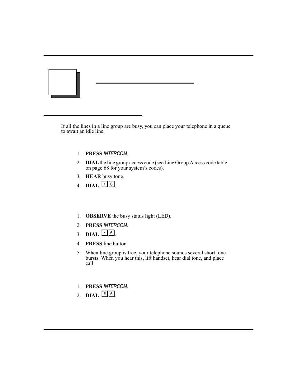 4 advanced call handling 37, Waiting for a line (queuing) 37, Queuing, line, 37 | Advanced call handling, Waiting for a line (queuing) | Vertical Communications and FXT User Manual | Page 45 / 132
