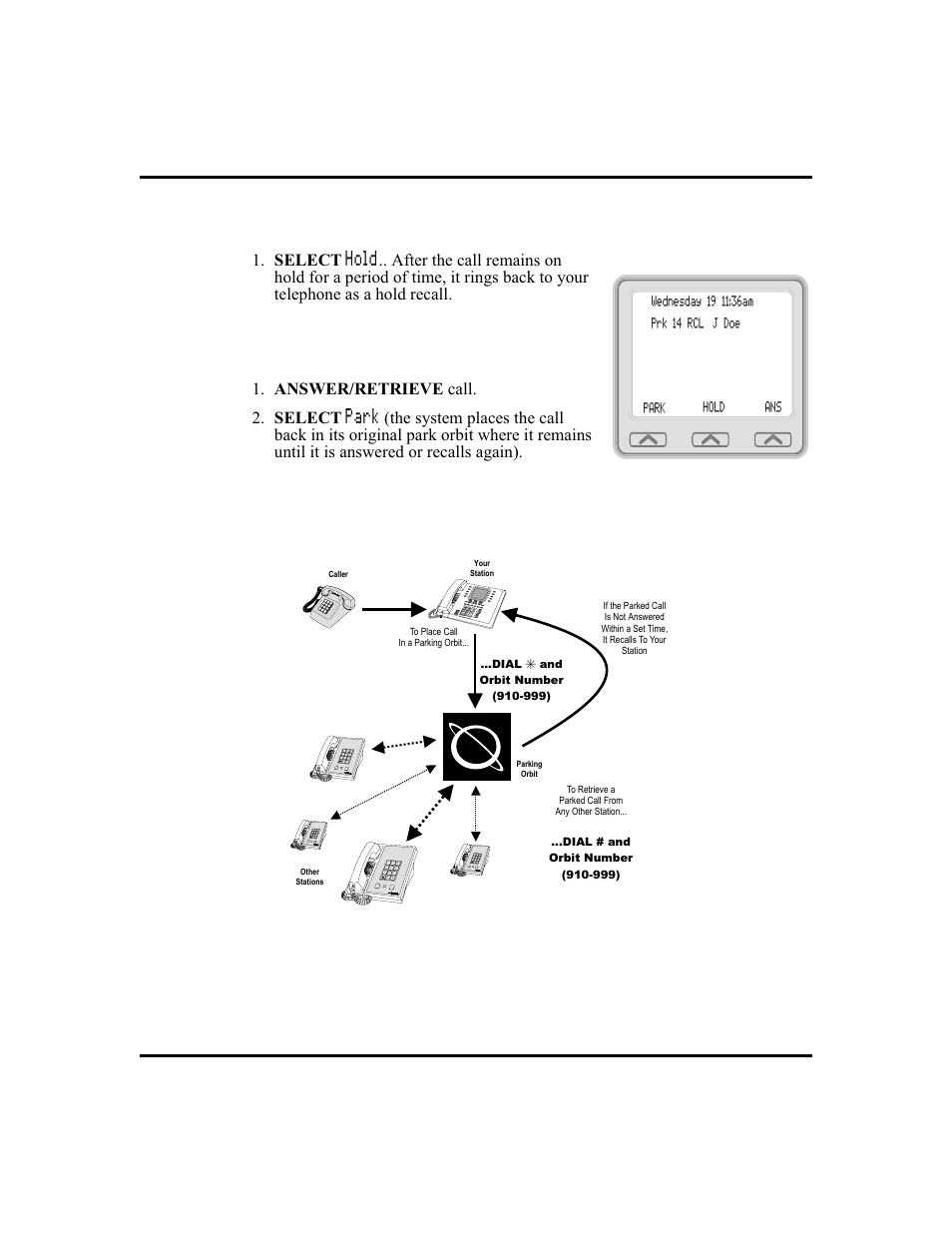 A park recall, Parking calls | Vertical Communications and FXT User Manual | Page 54 / 132