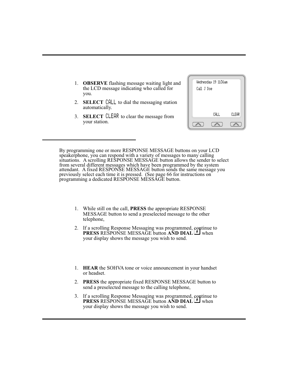 Response message delivery 55, Receiving messages using, 55, Sending, 55 | Response message delivery | Vertical Communications and FXT User Manual | Page 63 / 132