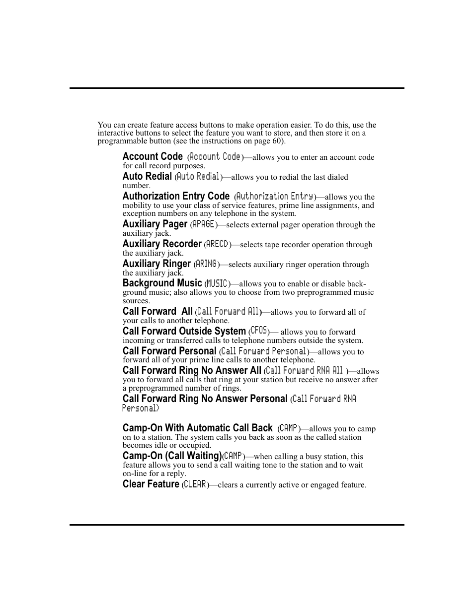 Program ming a button, 62, Program ming button, 62, Lcd feature buttons | Vertical Communications and FXT User Manual | Page 70 / 132