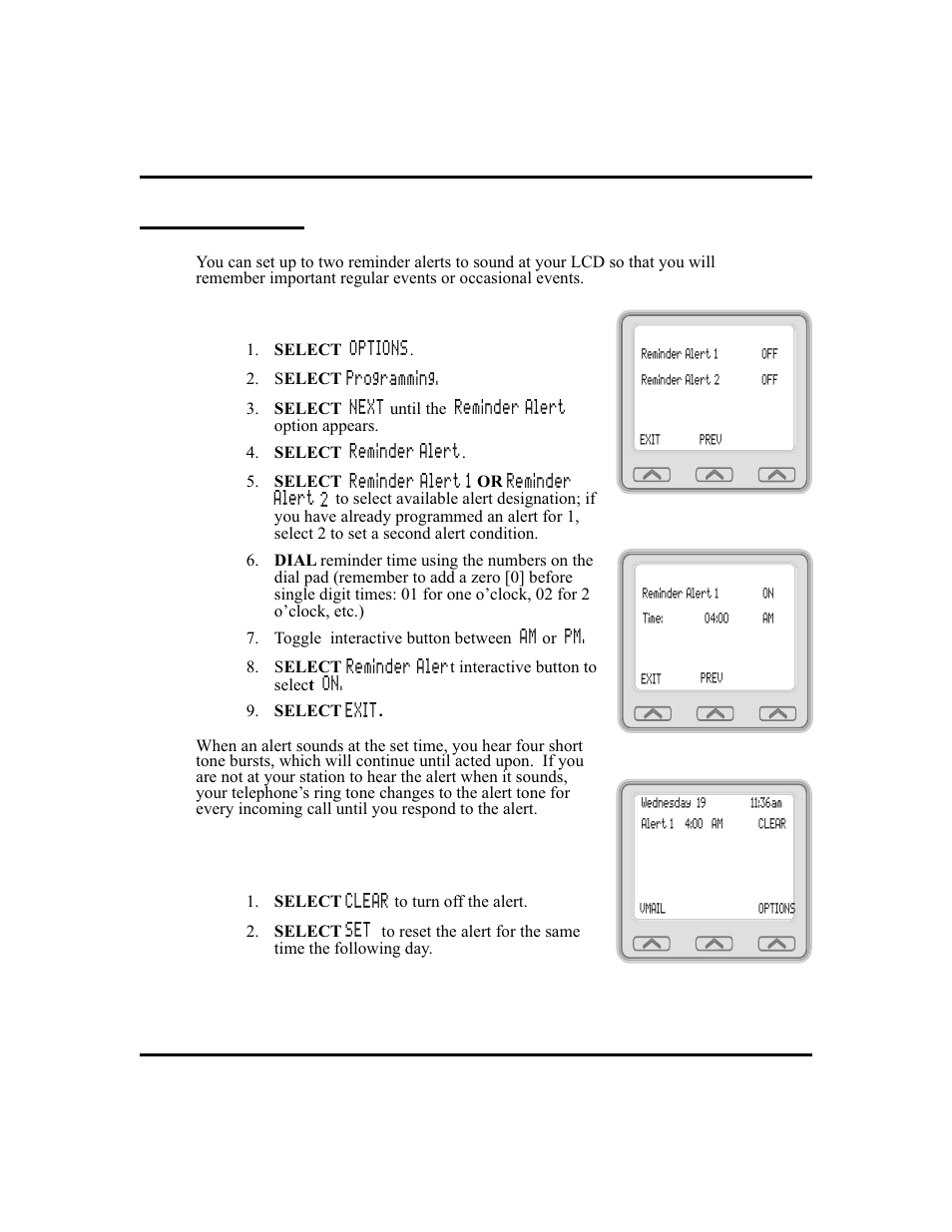 Reminder alert 65, Reminder alert | Vertical Communications and FXT User Manual | Page 73 / 132
