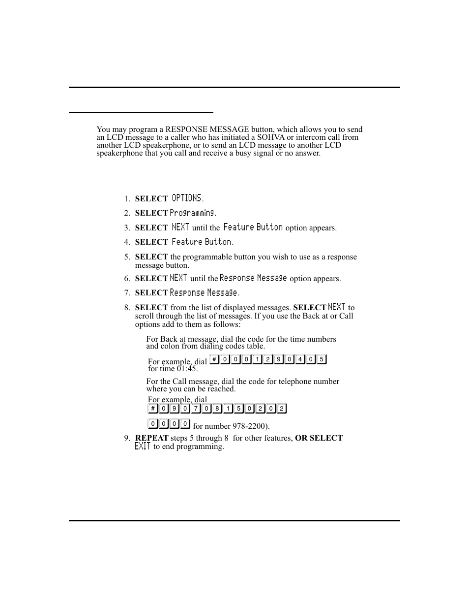 Response message button 66, Fixed response button, 66, Response message button | Vertical Communications and FXT User Manual | Page 74 / 132