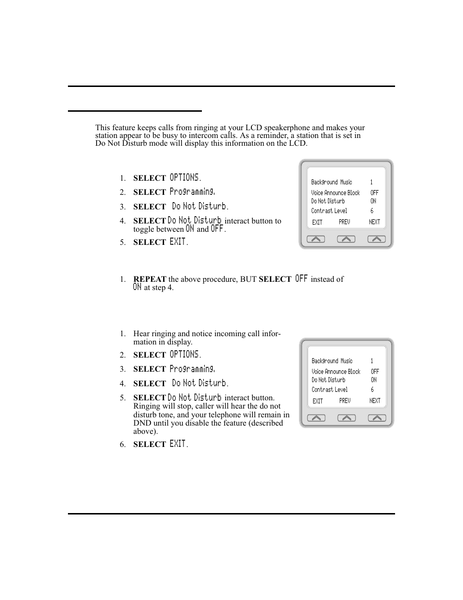 Do not disturb condition 69, Enabling/disabling operation, 69, Function, 69 | Do not disturb condition | Vertical Communications and FXT User Manual | Page 77 / 132