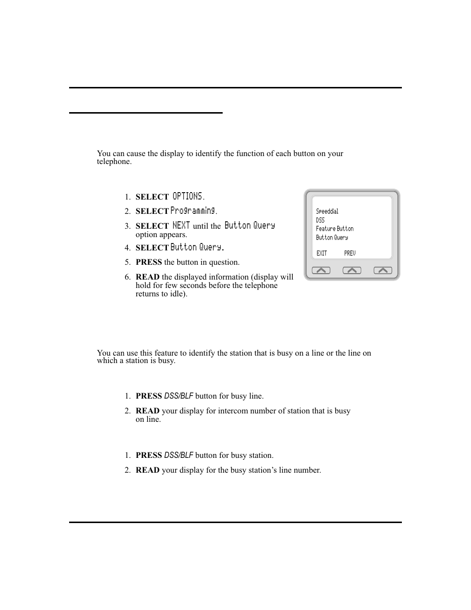 Programmed button display 80, Displaying function (button query), 80, Button query, 80 | Programmed button display | Vertical Communications and FXT User Manual | Page 88 / 132