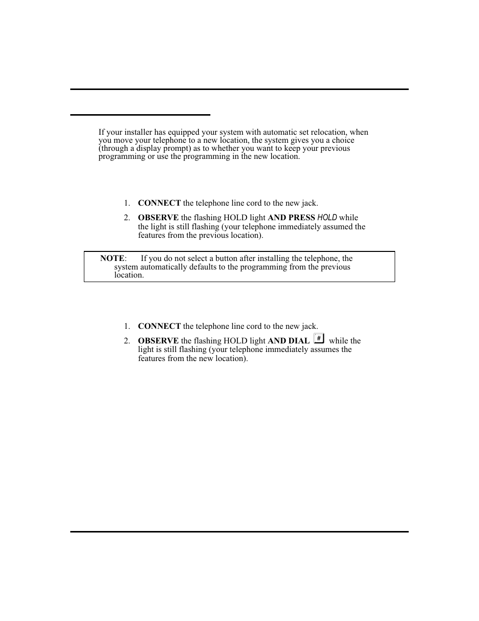 Automatic set relo ca tion 81, Automatic set relo ca tion, 81, Initial settings, 81 | Automatic set relocation | Vertical Communications and FXT User Manual | Page 89 / 132