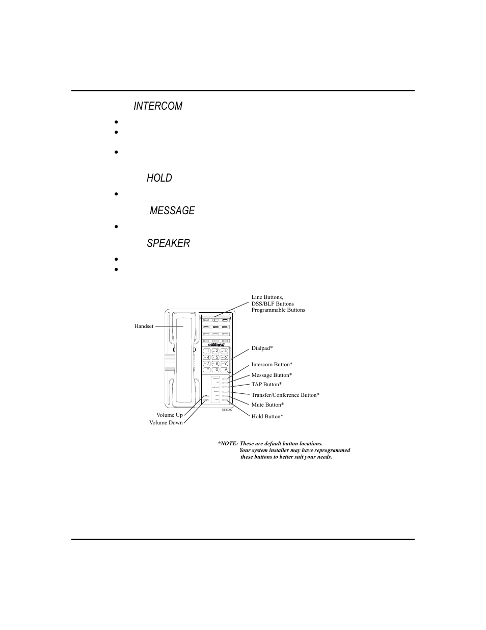 Meaning of asso ci ated light, 11, Next to intercom button, Above the hold button | Above the speaker button, Winking green = message awaits pick up, Impact scs 8212n-** telephone | Vertical Communications GCA70-248 User Manual | Page 19 / 92