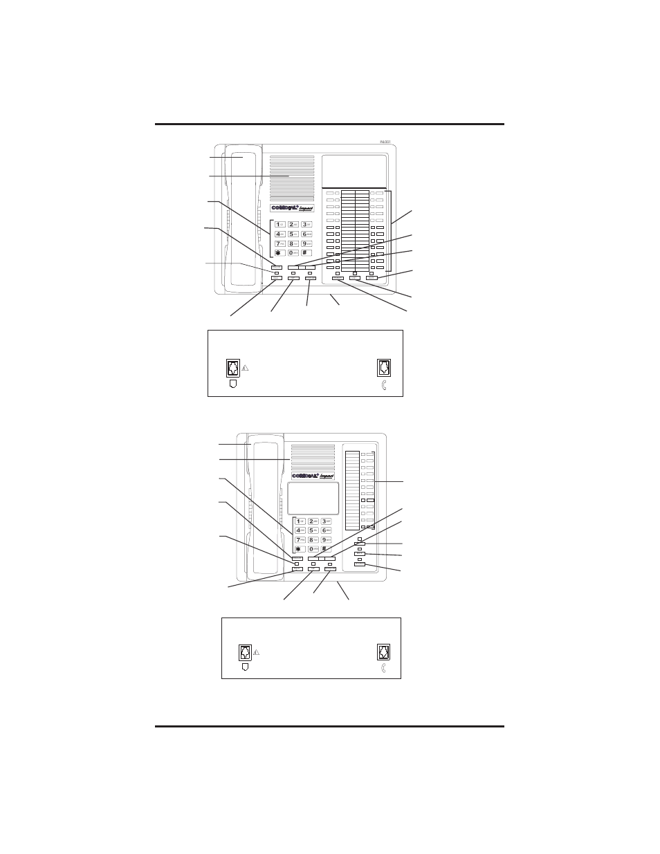 Impact 8112s speakerphone, Impact 8124s speakerphone, Connectors on bottom of telephone | Message waiting light, Line cord handset | Vertical Communications R DSU User Manual | Page 11 / 56