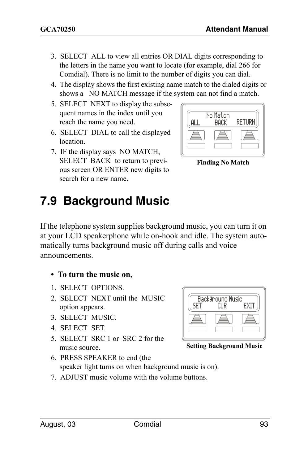 9 background music | Vertical Communications SCS 8324S User Manual | Page 103 / 174