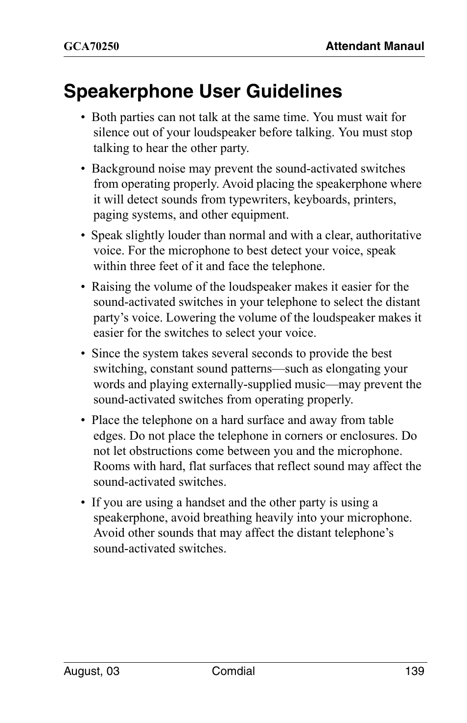 Speakerphone user guidelines | Vertical Communications SCS 8324S User Manual | Page 149 / 174