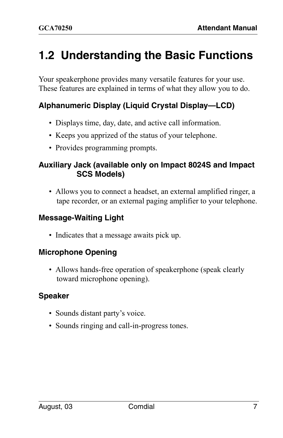 2 understanding the basic functions | Vertical Communications SCS 8324S User Manual | Page 17 / 174