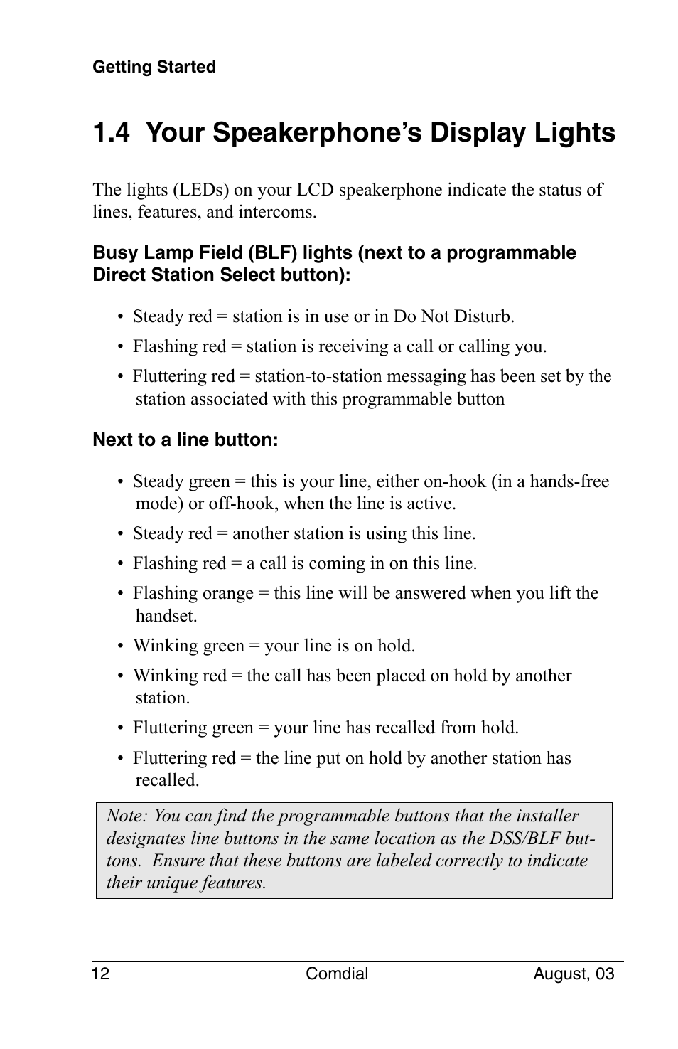 4 your speakerphone’s display lights | Vertical Communications SCS 8324S User Manual | Page 22 / 174