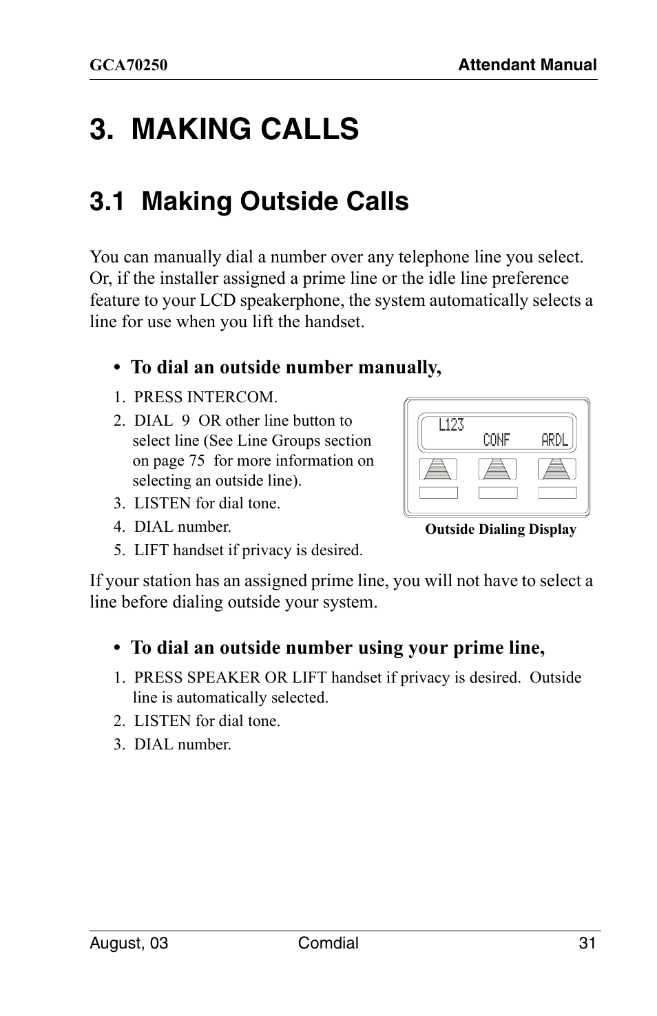 Making calls, 1 making outside calls | Vertical Communications SCS 8324S User Manual | Page 41 / 174