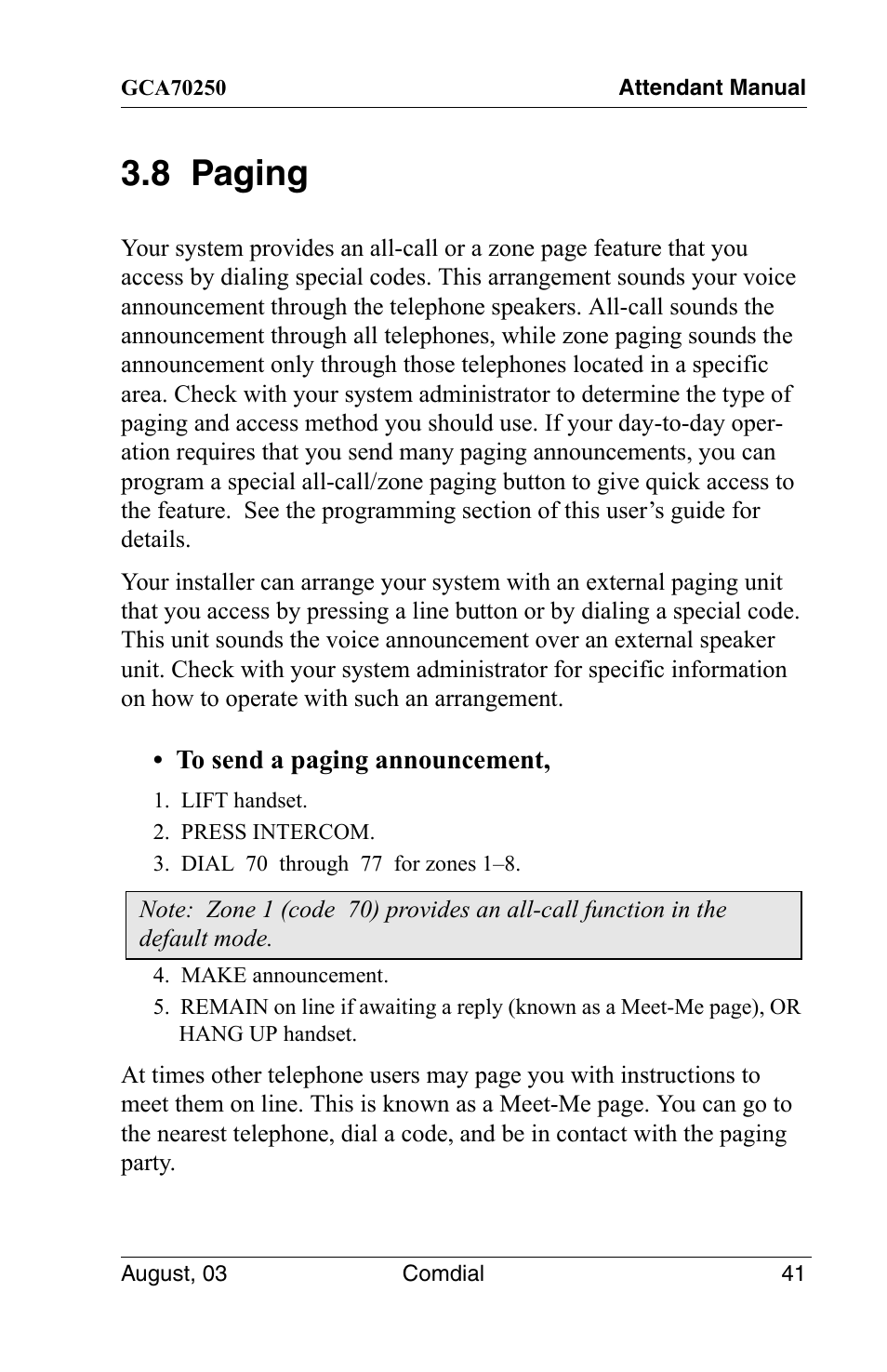 8 paging | Vertical Communications SCS 8324S User Manual | Page 51 / 174
