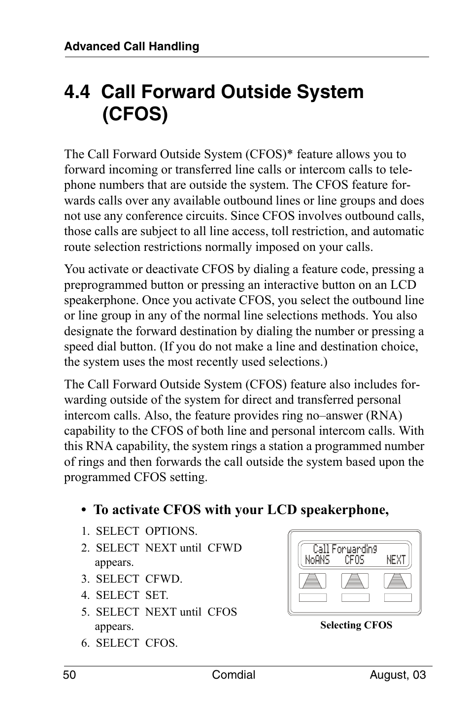 4 call forward outside system (cfos) | Vertical Communications SCS 8324S User Manual | Page 60 / 174