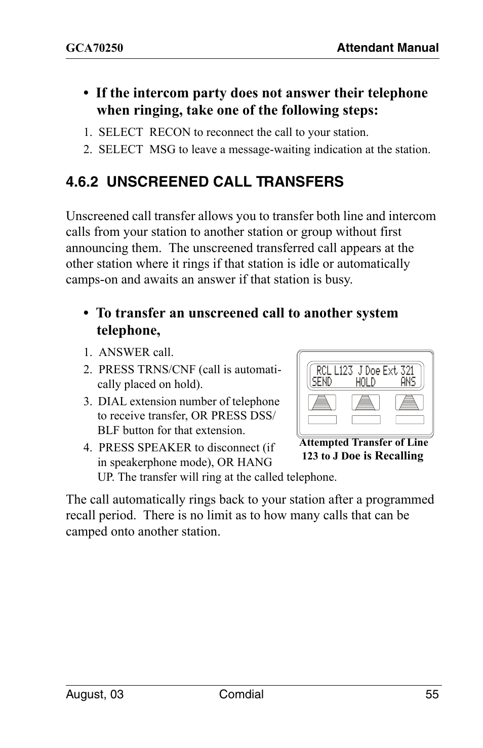 2 unscreened call transfers | Vertical Communications SCS 8324S User Manual | Page 65 / 174