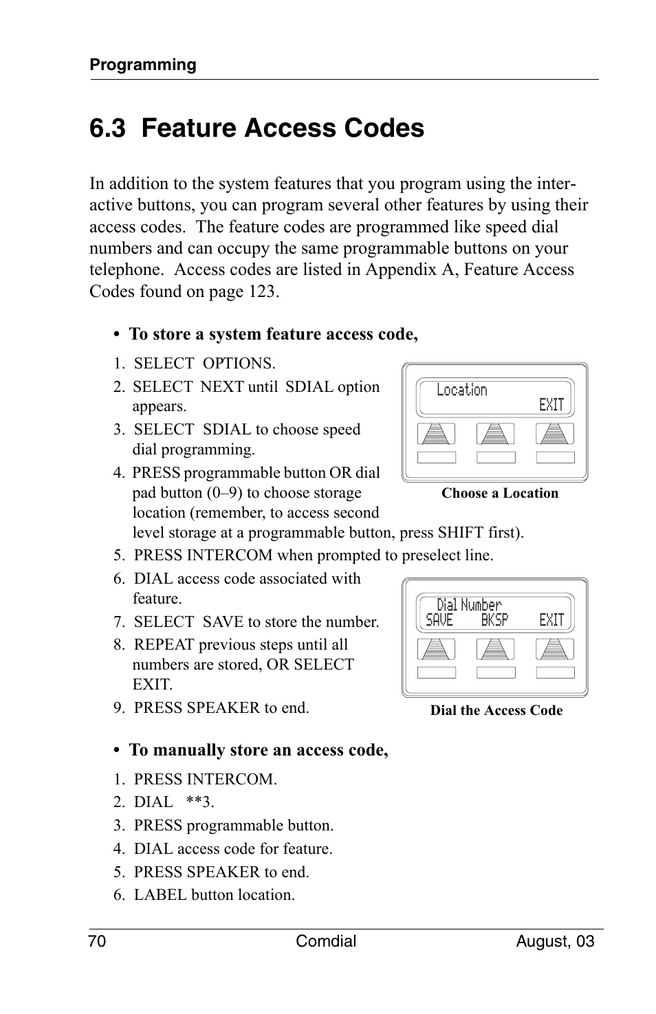 3 feature access codes | Vertical Communications SCS 8324S User Manual | Page 80 / 174