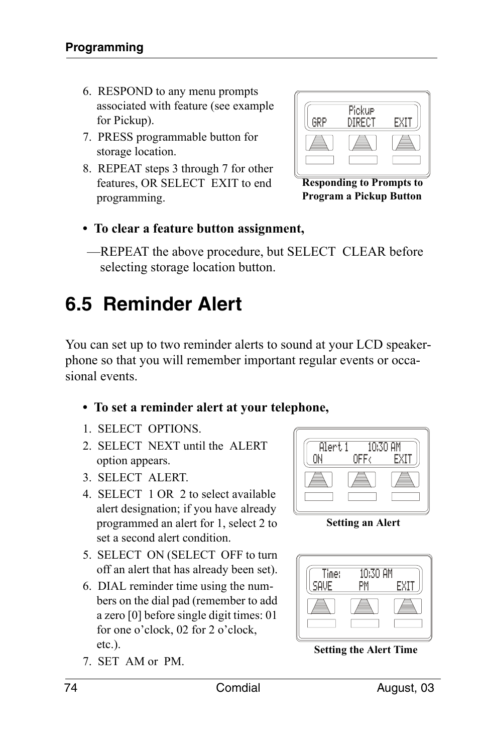 5 reminder alert | Vertical Communications SCS 8324S User Manual | Page 84 / 174