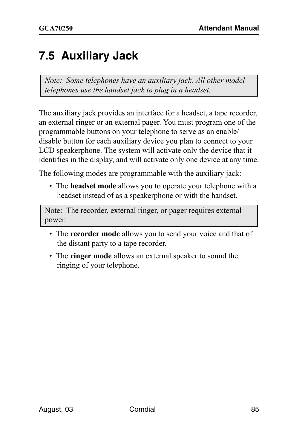 5 auxiliary jack | Vertical Communications SCS 8324S User Manual | Page 95 / 174